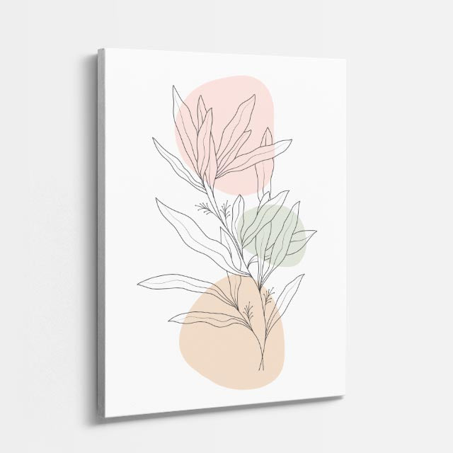 cuadro canvas floral y botánico hojas de viento estilo contemporáneo