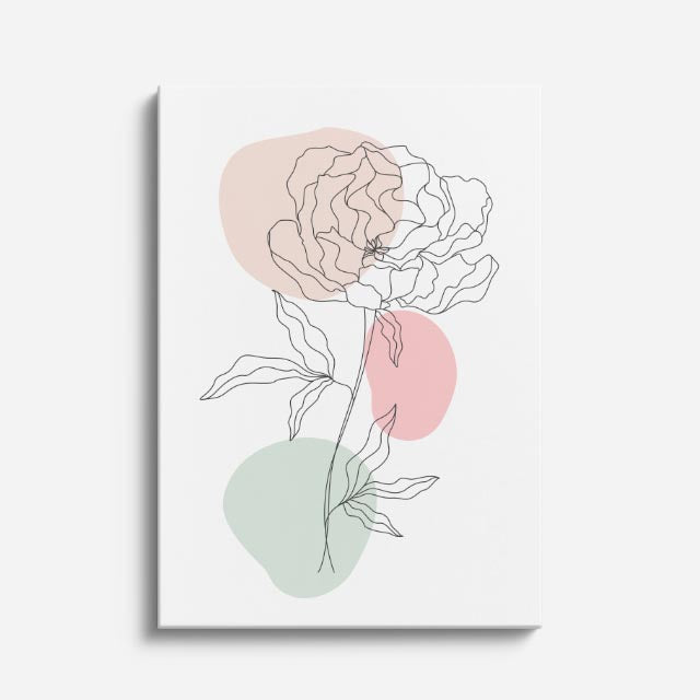 cuadro canvas floral y botánico rosa esbozo estilo contemporáneo