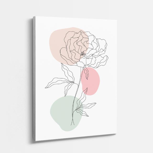 cuadro canvas floral y botánico rosa esbozo estilo contemporáneo