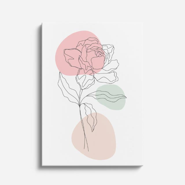 cuadro canvas floral y botánico peonia rosa estilo contemporáneo