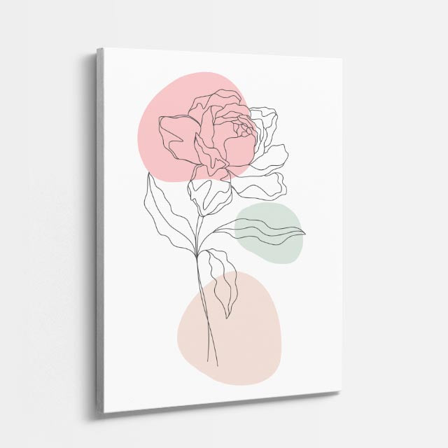 cuadro canvas floral y botánico peonia rosa estilo contemporáneo