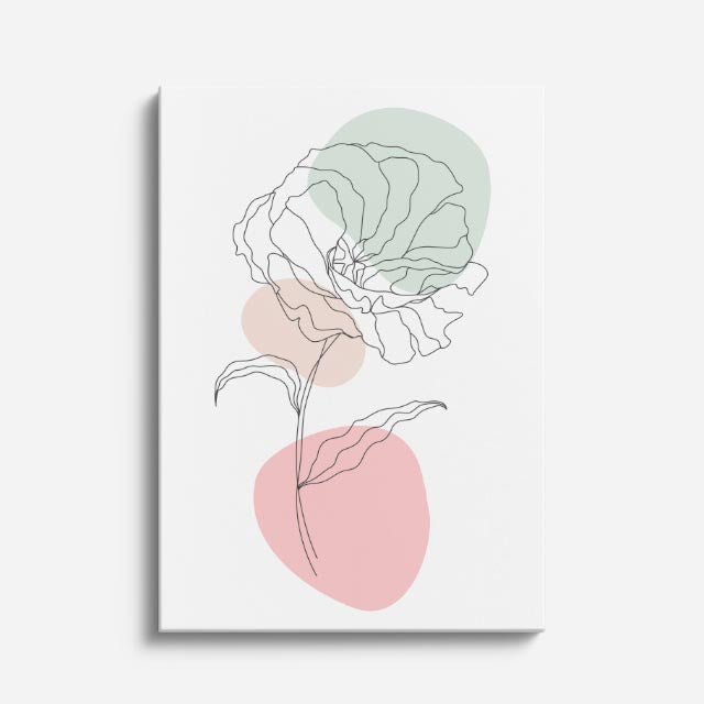 cuadro canvas floral y botánico camelia verde estilo contemporáneo