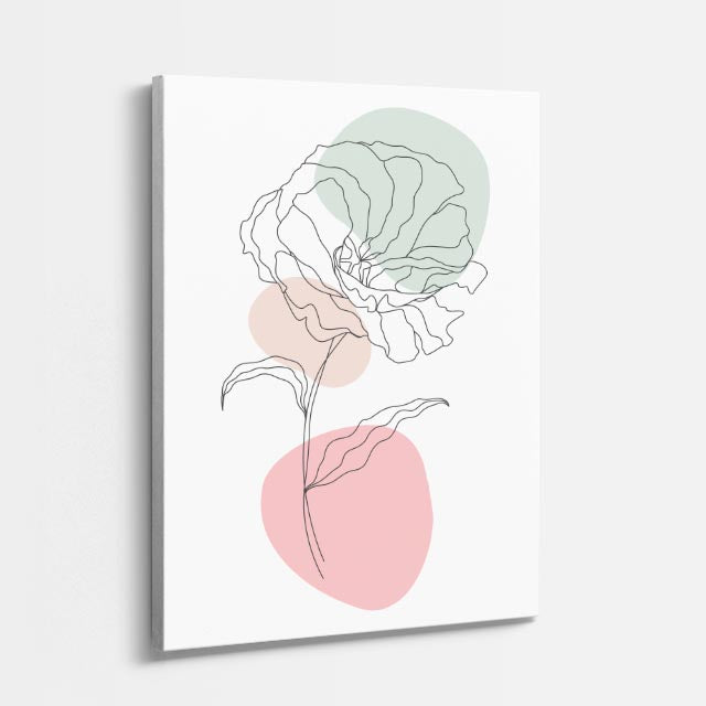 cuadro canvas floral y botánico camelia verde estilo contemporáneo