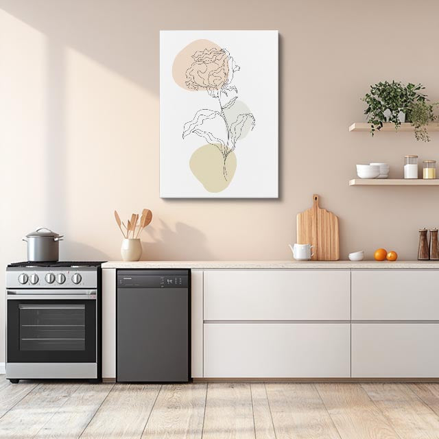 cuadro canvas floral y botanico peonia arena estilo contemporaneo