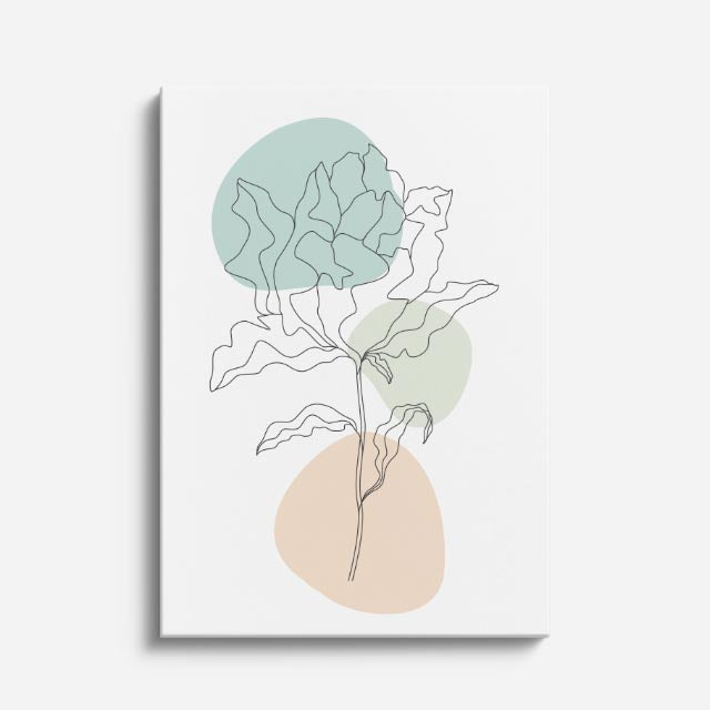 cuadro canvas floral y botanico peonia celeste estilo contemporaneo