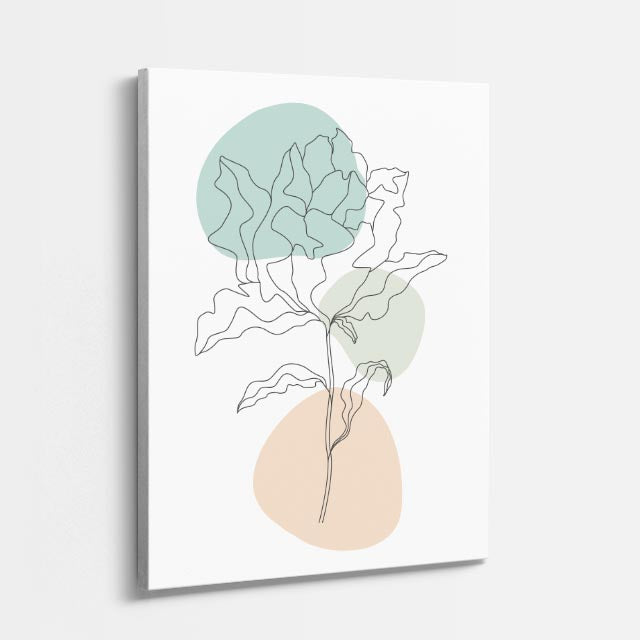 cuadro canvas floral y botanico peonia celeste estilo contemporaneo