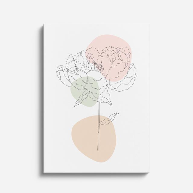 cuadro canvas floral y botanico rosa coralina estilo contemporaneo