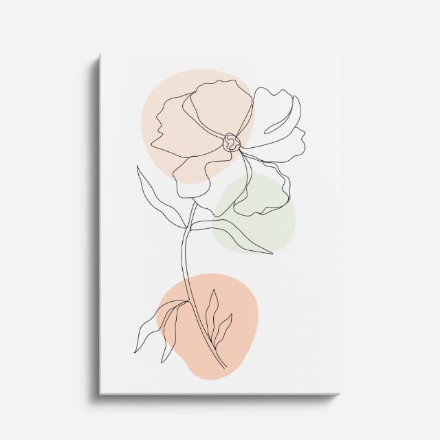 cuadro canvas floral y botanico rosa lineal estilo contemporaneo