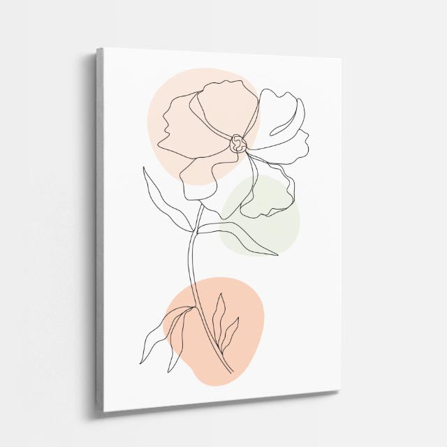 cuadro canvas floral y botanico rosa lineal estilo contemporaneo