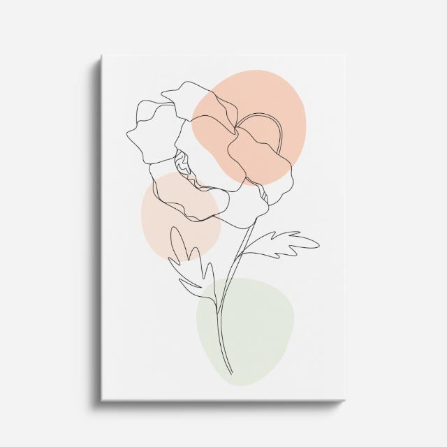 cuadro canvas floral y botanico peonia contorno estilo contemporaneo