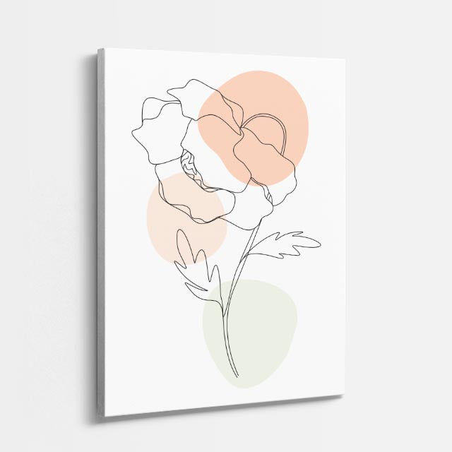 cuadro canvas floral y botanico peonia contorno estilo contemporaneo