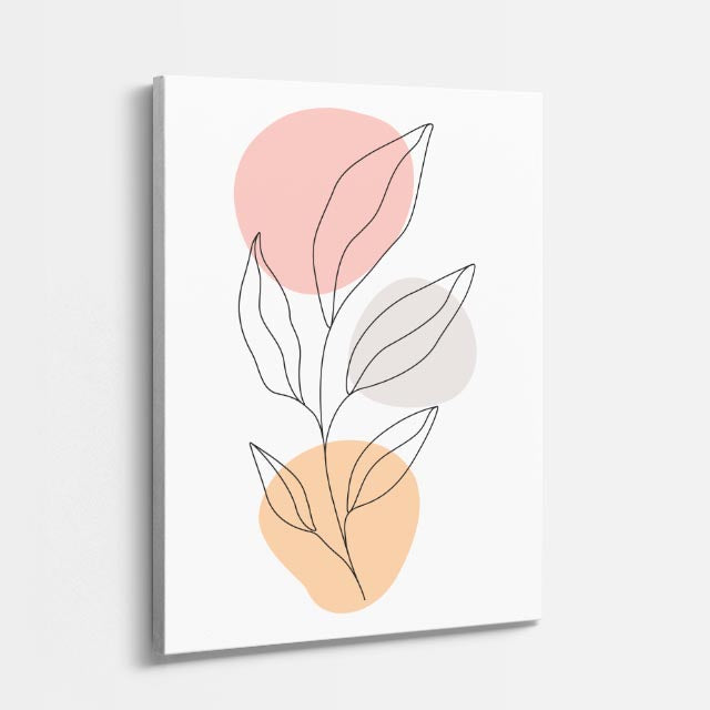 cuadro canvas floral y botanico tallo coral estilo contemporaneo