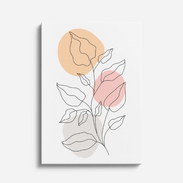 cuadro canvas floral y botanico hoja durazno estilo contemporaneo