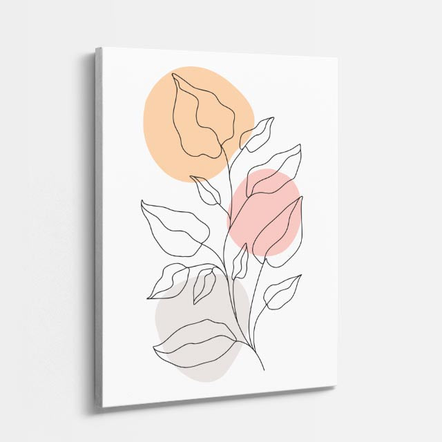 cuadro canvas floral y botanico hoja durazno estilo contemporaneo