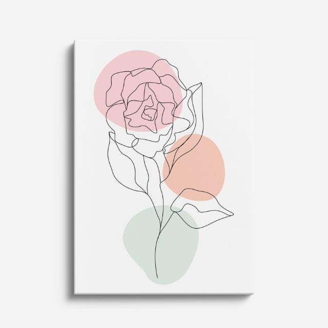 cuadro canvas floral y botanico rosa pastel estilo contemporaneo