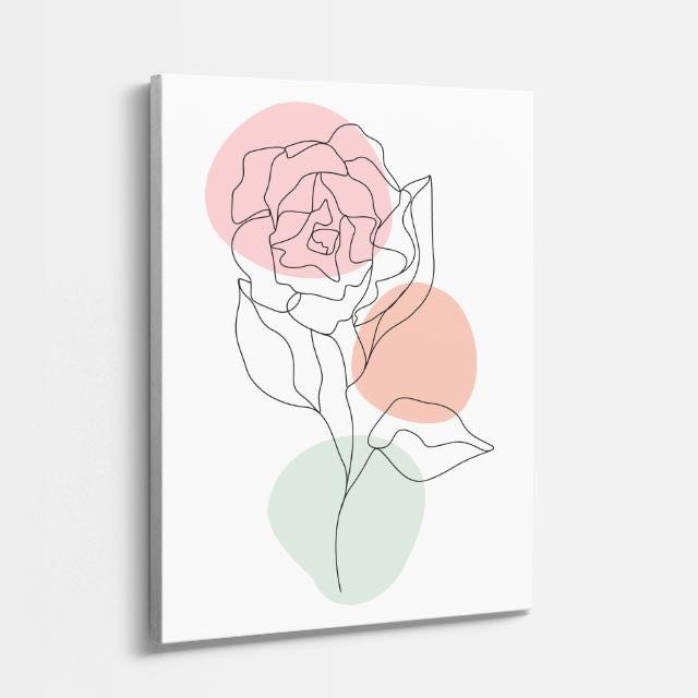 cuadro canvas floral y botanico rosa pastel estilo contemporaneo