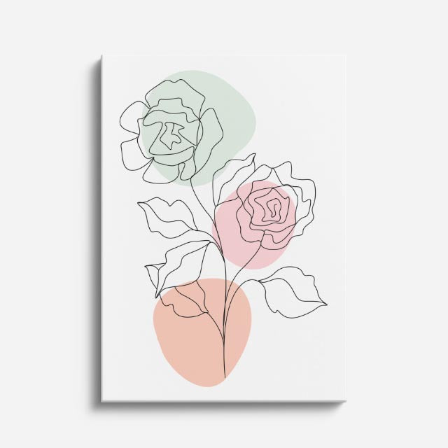 cuadro canvas floral y botanico rosas gemelas estilo contemporaneo