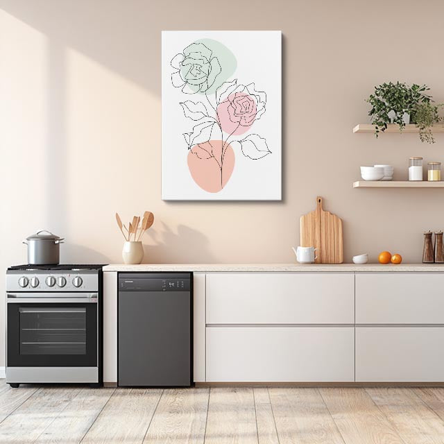 cuadro canvas floral y botanico rosas gemelas estilo contemporaneo