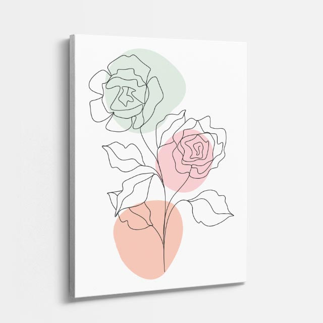 cuadro canvas floral y botanico rosas gemelas estilo contemporaneo