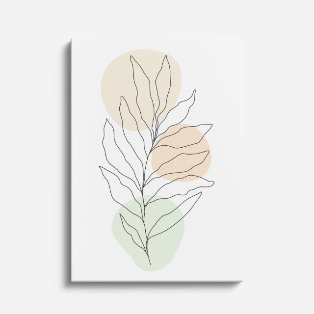 cuadro canvas floral y botanico hoja crema estilo contemporaneo
