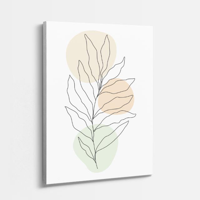 cuadro canvas floral y botanico hoja crema estilo contemporaneo