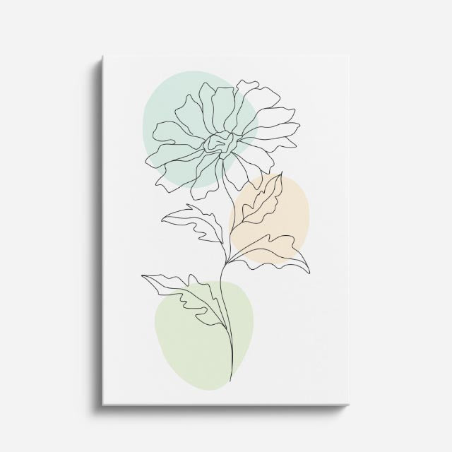 cuadro canvas floral y botanico peonia aqua estilo contemporaneo