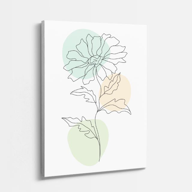 cuadro canvas floral y botanico peonia aqua estilo contemporaneo