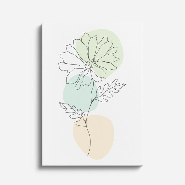 cuadro canvas floral y botanico peonia menta estilo contemporaneo