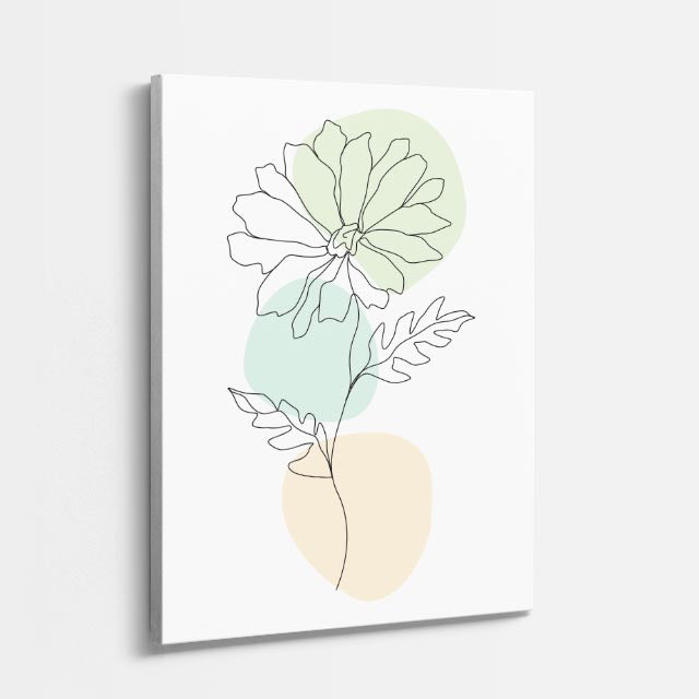 cuadro canvas floral y botanico peonia menta estilo contemporaneo