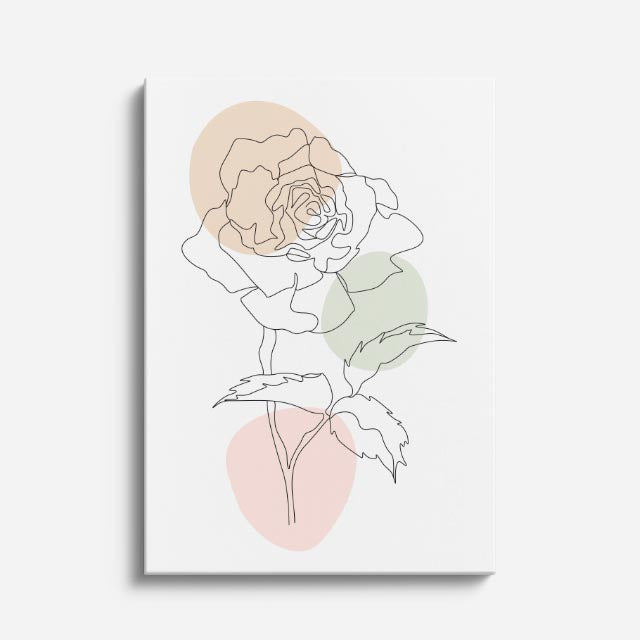 cuadro canvas floral y botanico rosa melocoton estilo contemporaneo