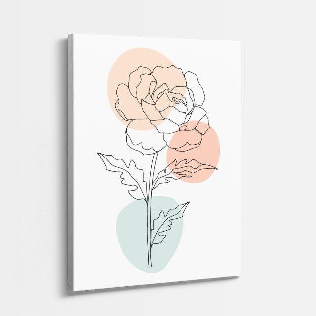cuadro canvas floral y botanico rosa pastel doble estilo contemporaneo