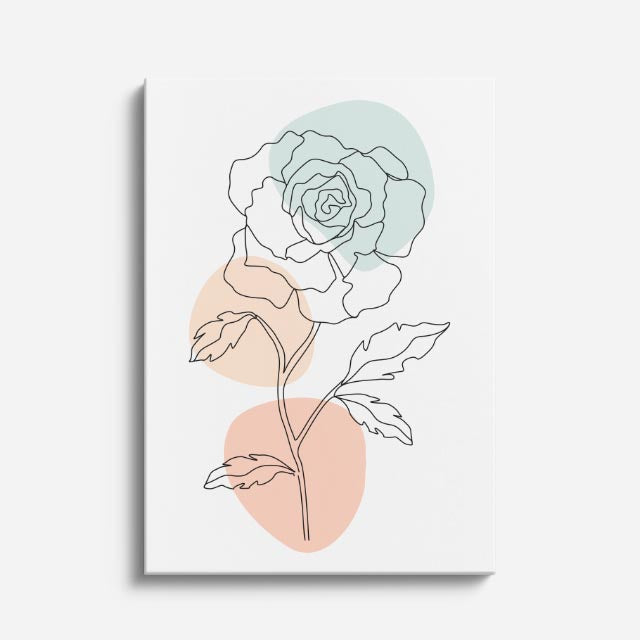 cuadro canvas floral y botanico rosa celeste estilo contemporaneo
