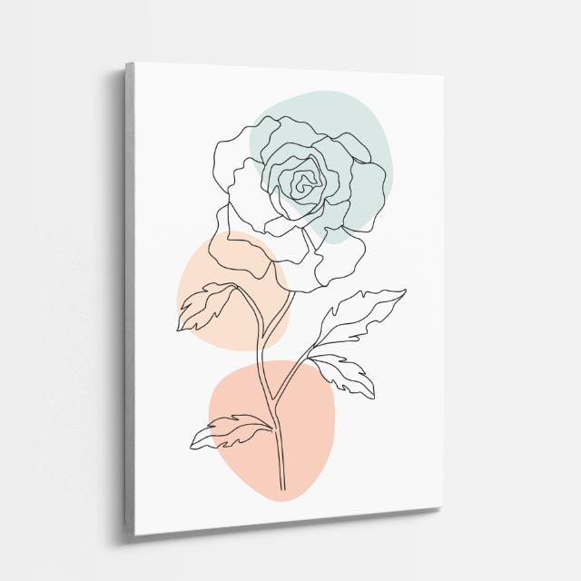 cuadro canvas floral y botanico rosa celeste estilo contemporaneo