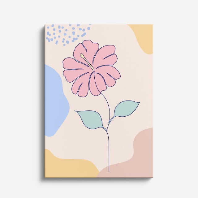 cuadro canvas floral y botanico flor pop pastel estilo contemporaneo