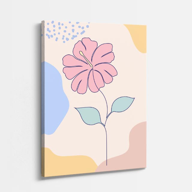 cuadro canvas floral y botanico flor pop pastel estilo contemporaneo