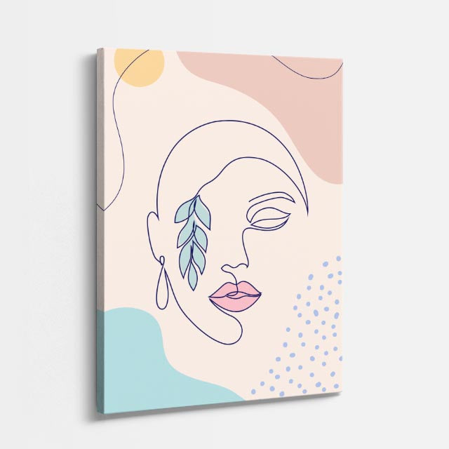 cuadro canvas floral y botanico rostro botanico pop estilo contemporaneo