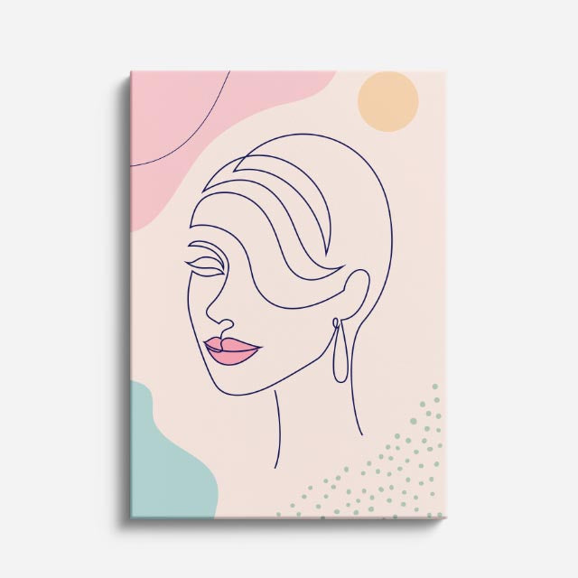 cuadro canvas floral y botanico perfil pastel estilo contemporaneo