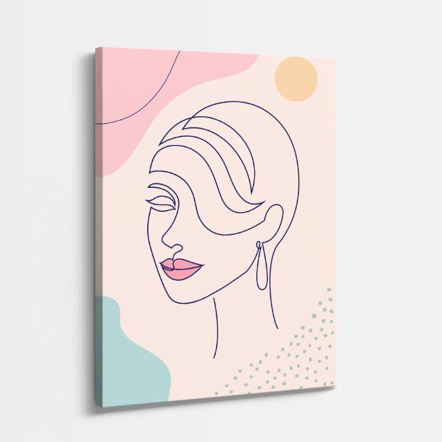 cuadro canvas floral y botanico perfil pastel estilo contemporaneo