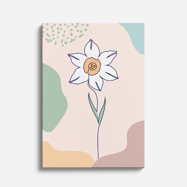 cuadro canvas floral y botanico narciso pastel estilo contemporaneo