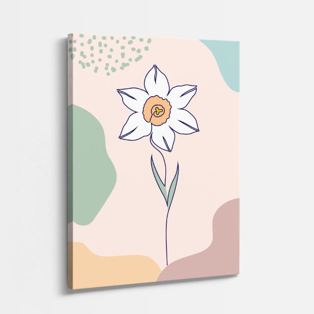 cuadro canvas floral y botanico narciso pastel estilo contemporaneo