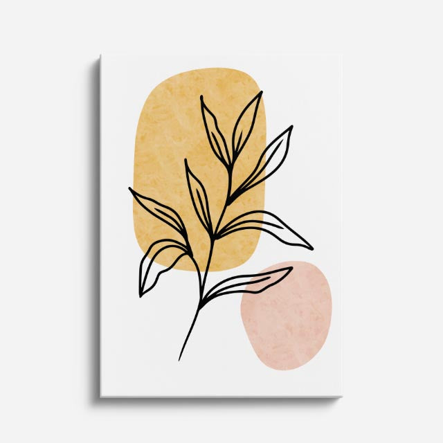 cuadro canvas floral y botanico tallo mostaza estilo contemporaneo