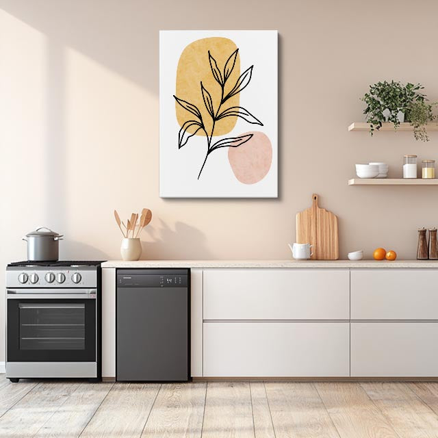 cuadro canvas floral y botanico tallo mostaza estilo contemporaneo