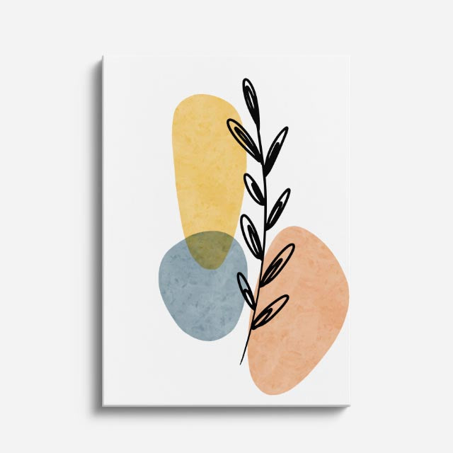 cuadro canvas floral y botanico rama ocre estilo contemporaneo