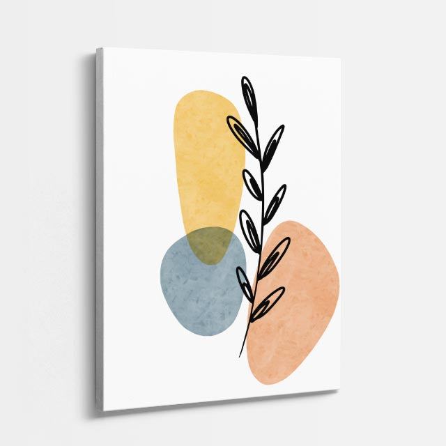 cuadro canvas floral y botanico rama ocre estilo contemporaneo