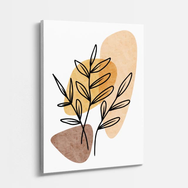 cuadro canvas floral y botanico hojas de ocre estilo contemporaneo