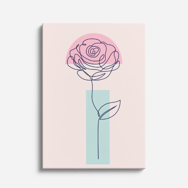 cuadro canvas floral y botanico rosa geometrica estilo contemporaneo