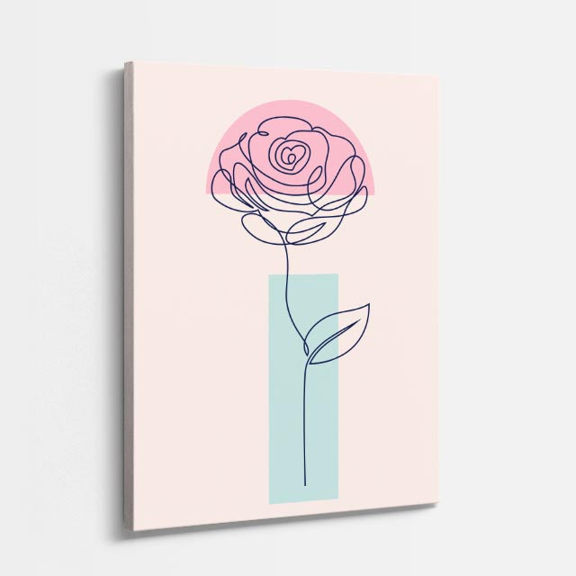 cuadro canvas floral y botanico rosa geometrica estilo contemporaneo