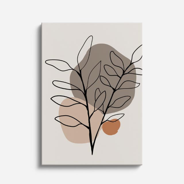 cuadro canvas floral y botanico hoja taupe estilo contemporaneo