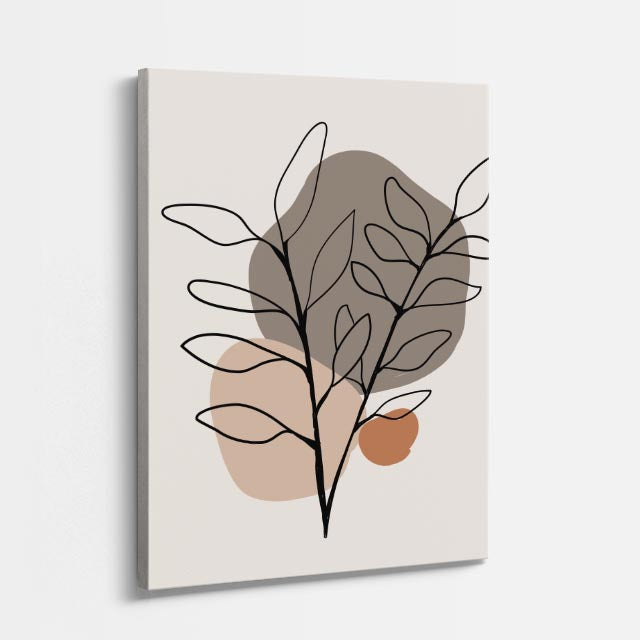 cuadro canvas floral y botanico hoja taupe estilo contemporaneo
