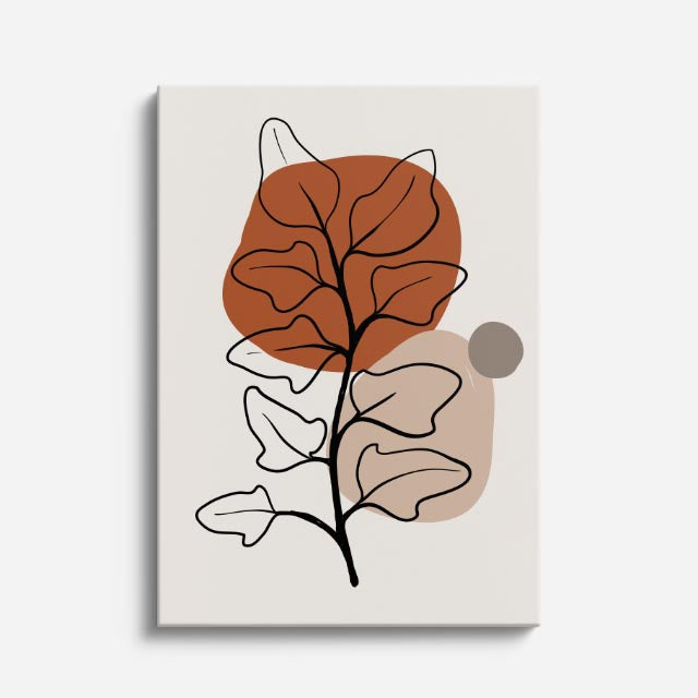 cuadro canvas floral y botanico hoja cobre estilo contemporaneo